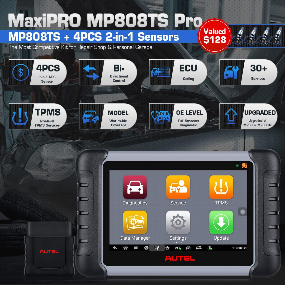 Bi-Directional Diagnostic Scan Tool with TPMS Sensors F872