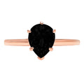 Pear Cut Black Onyx 14k Rose Gold Ring Size 10.75 F782154