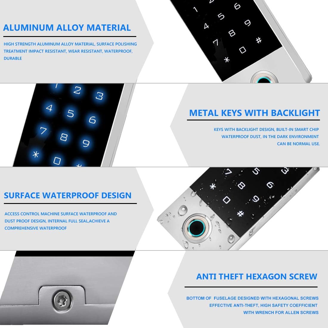 Zinc Alloy Metal Fingerprint Keypad Gate Opener Controller E99756