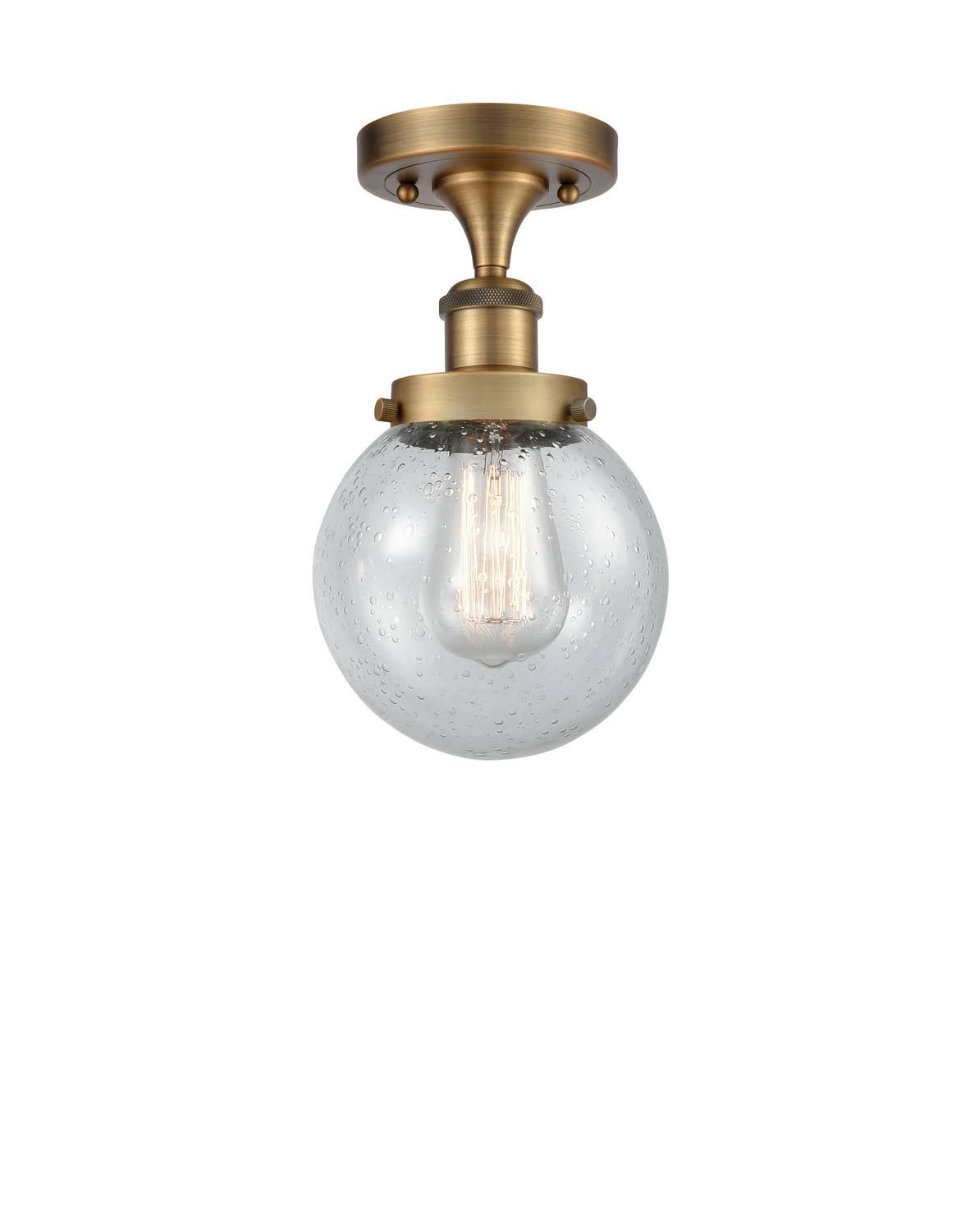 1 Light 6 inch Semi-Flush Mount in Brushed Brass H2527
