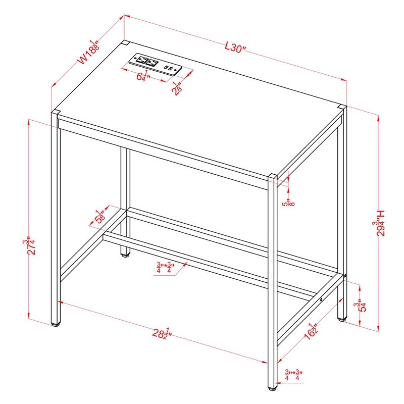 Olive and Gold Wood Writing Desk with USB Port V4213