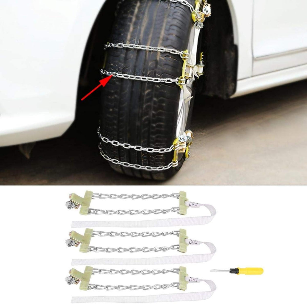 3pcs Steel Tire Anti-skid Snow Chains Pack of 2 T4048