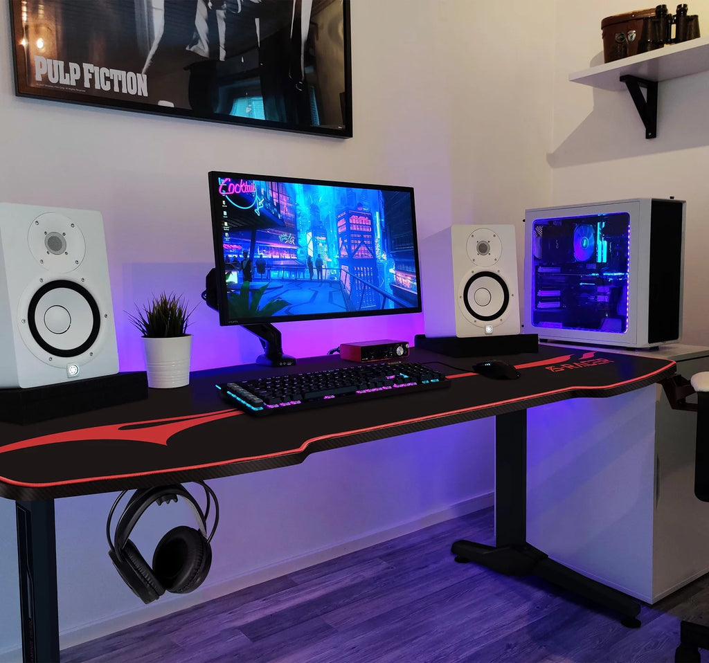55 inch T-Shaped Legs Gaming Desk with Mouse Pad P39111