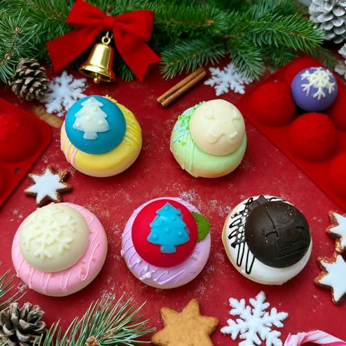 2 Pcs 8-Cavity Christmas Hot Cocoa Bomb Silicone Mold R972357