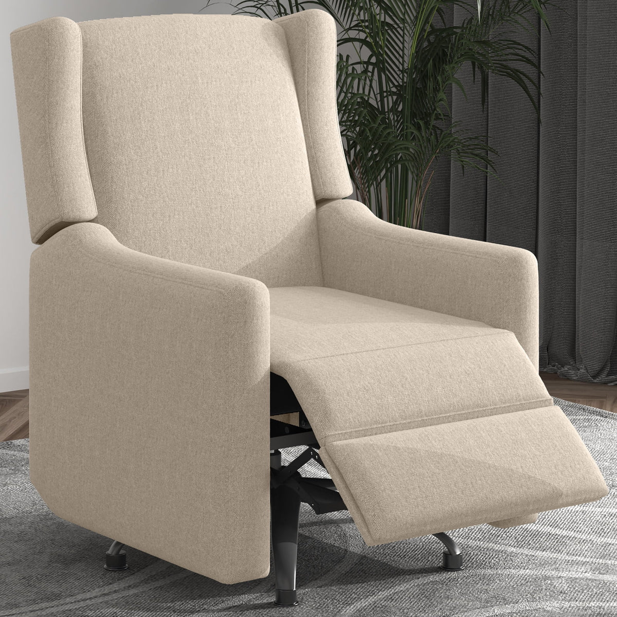 Beige Linen Swivel Rocking Chair R82924