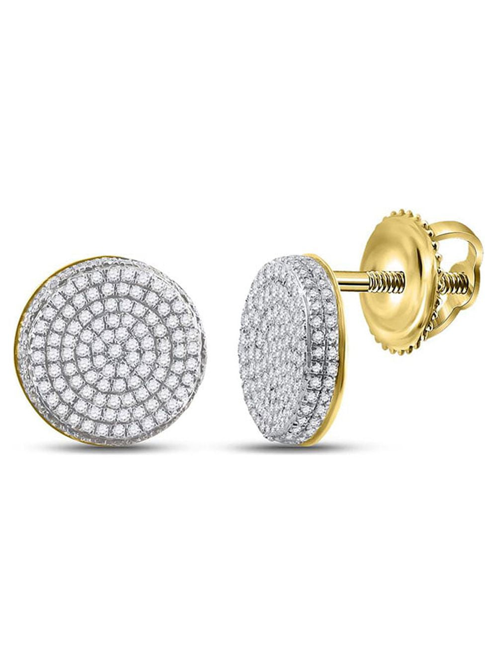 10kt Yellow Gold Diamond Circle Cluster Stud Earrings E53005
