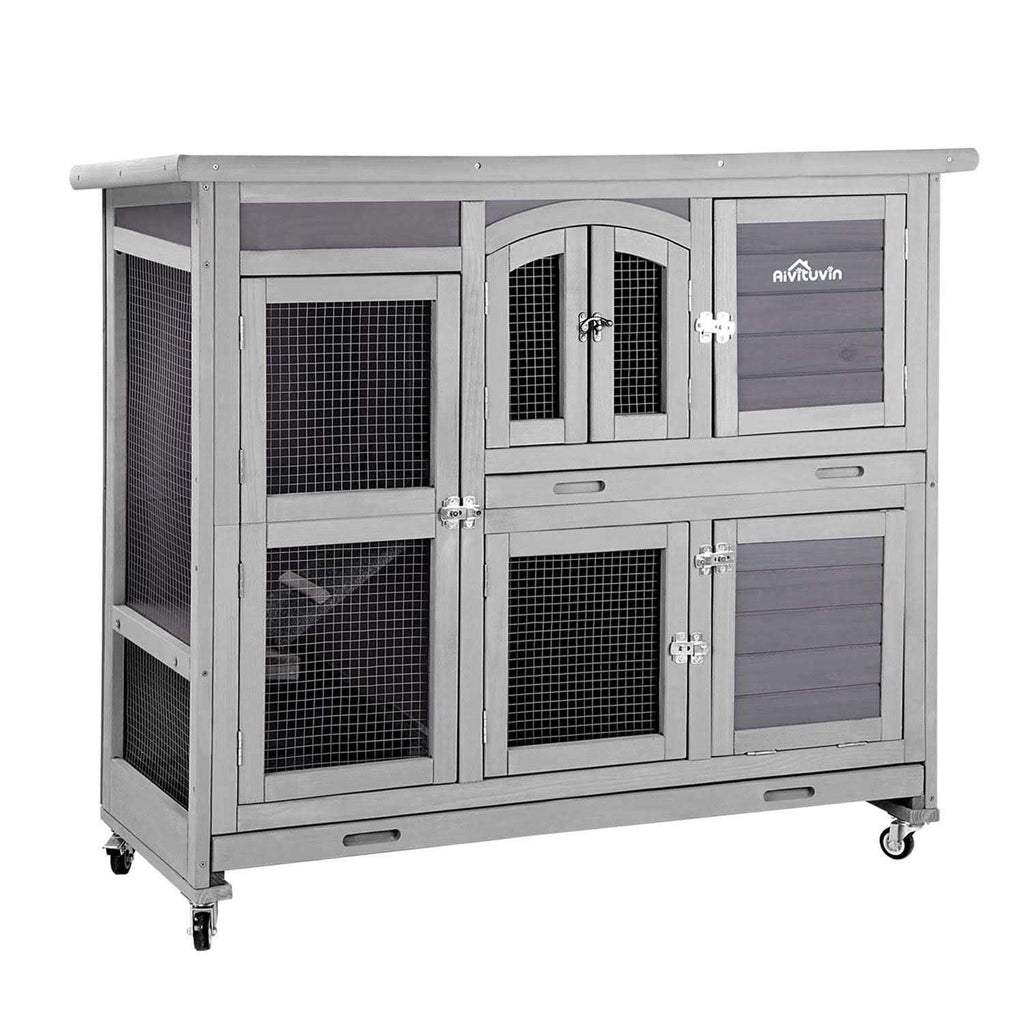 Two Story Rabbit Hutch with Wheels E3530