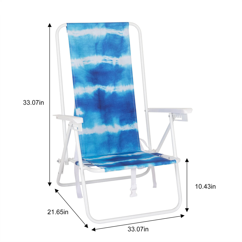 Blue High Back Reclining Backpack Beach Chair L54056