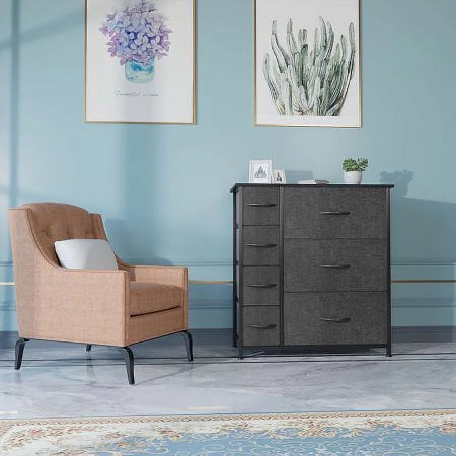Black Grey 7 Drawer Dresser D80397