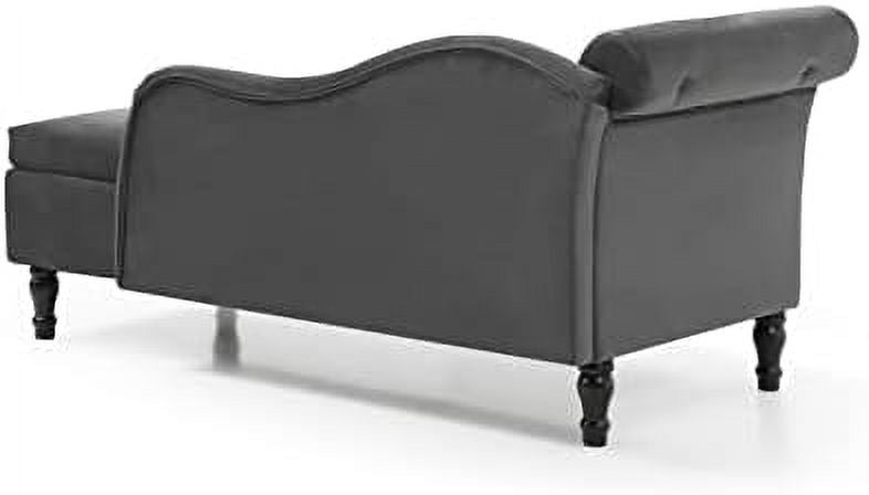 Orange Upholstered Chaise Lounge Chair with Pillow Solid Wood Q738