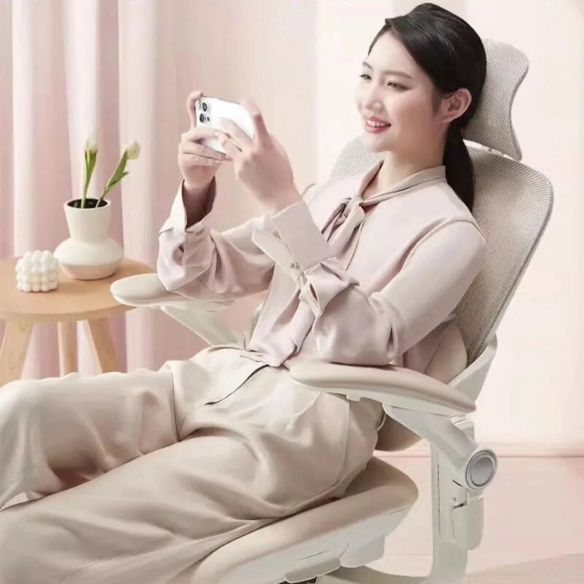 White Rocking Office Chair with Cushion F98413