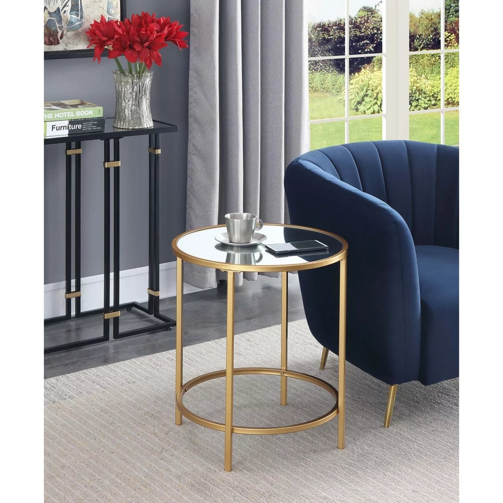 Mirrored Round End Table H407