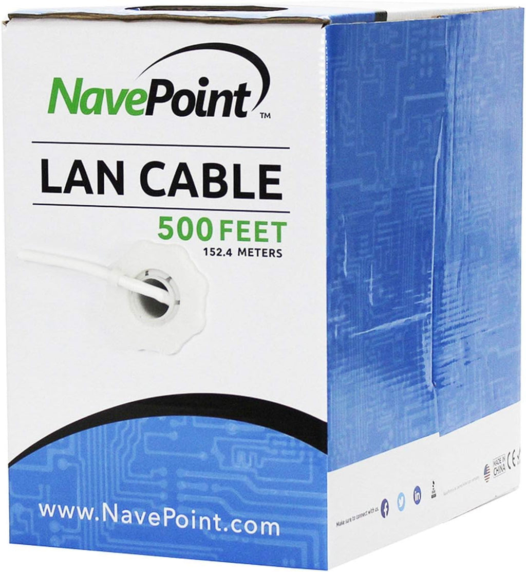 Cat6 Bulk Ethernet Cable, 500ft, Black, Solid, 550MHz, 23AWG, UTP M23622