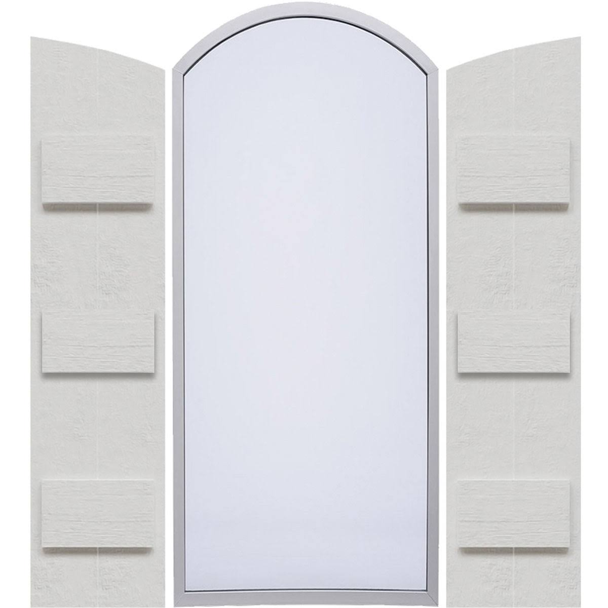 Rustic Faux Wood Shutters with Elliptical Arch Top C5977