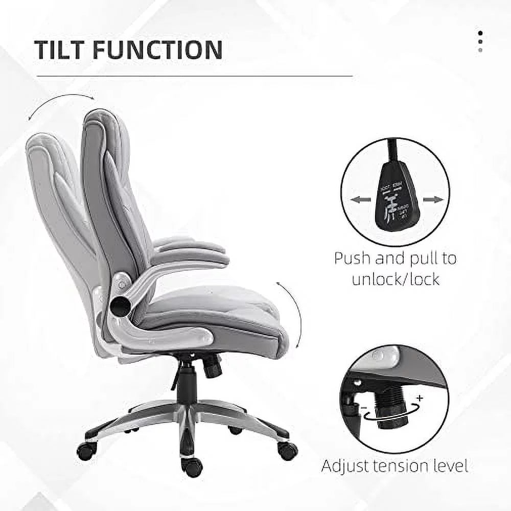 Grey Faux Leather Ergonomic Home Office Chair I78288