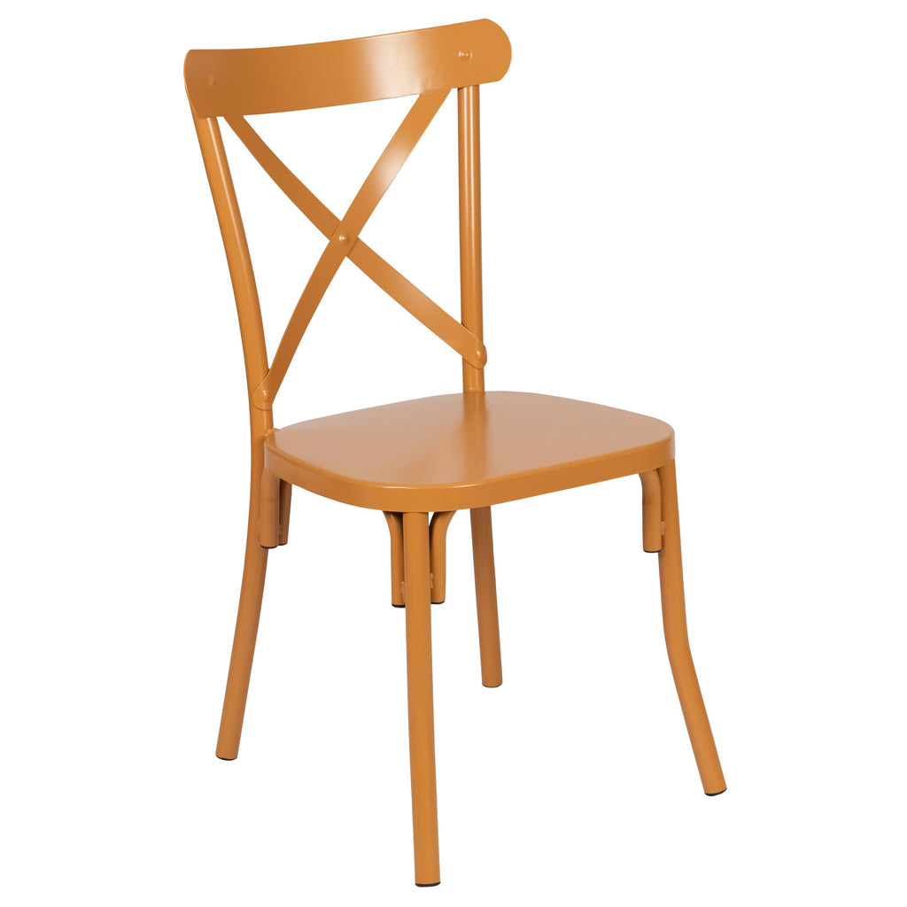 Rustic Distressed Metal Cross Back Chair (Red) V8166