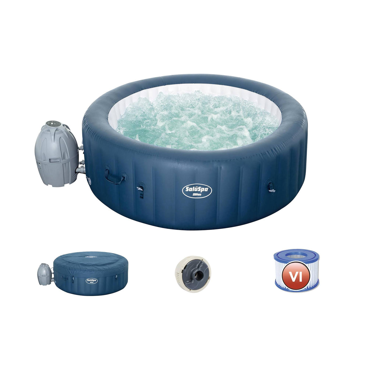 Blue Portable Round Inflatable Hot Tub Spa D888005