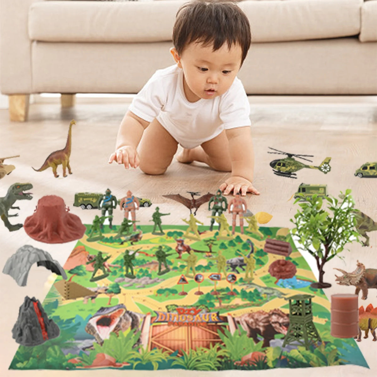 46 Pcs Children Dinosaur Toy Scene T9412