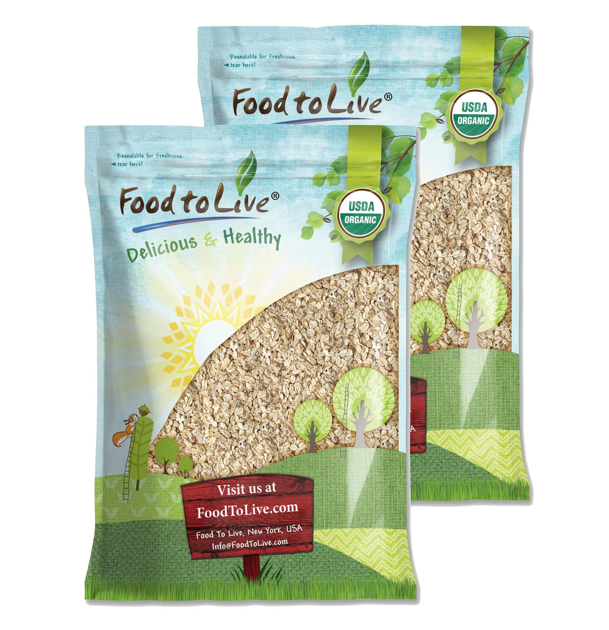 Organic Rolled Oats 20 Pounds Non-GMO Kosher Raw Vegan D986