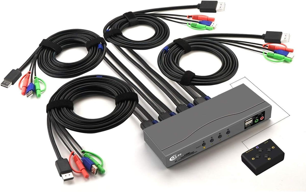 4Kx2K@60Hz DP 1.2 Dual Port Displayport KVM Switch with Audio and Cables F524