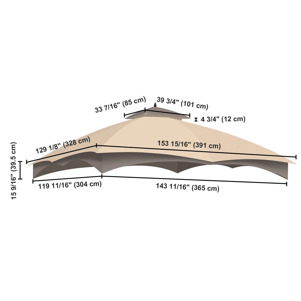 2-Tier Canopy Top Replacement for 10'x12' Gazebo Coffee Beige G6860