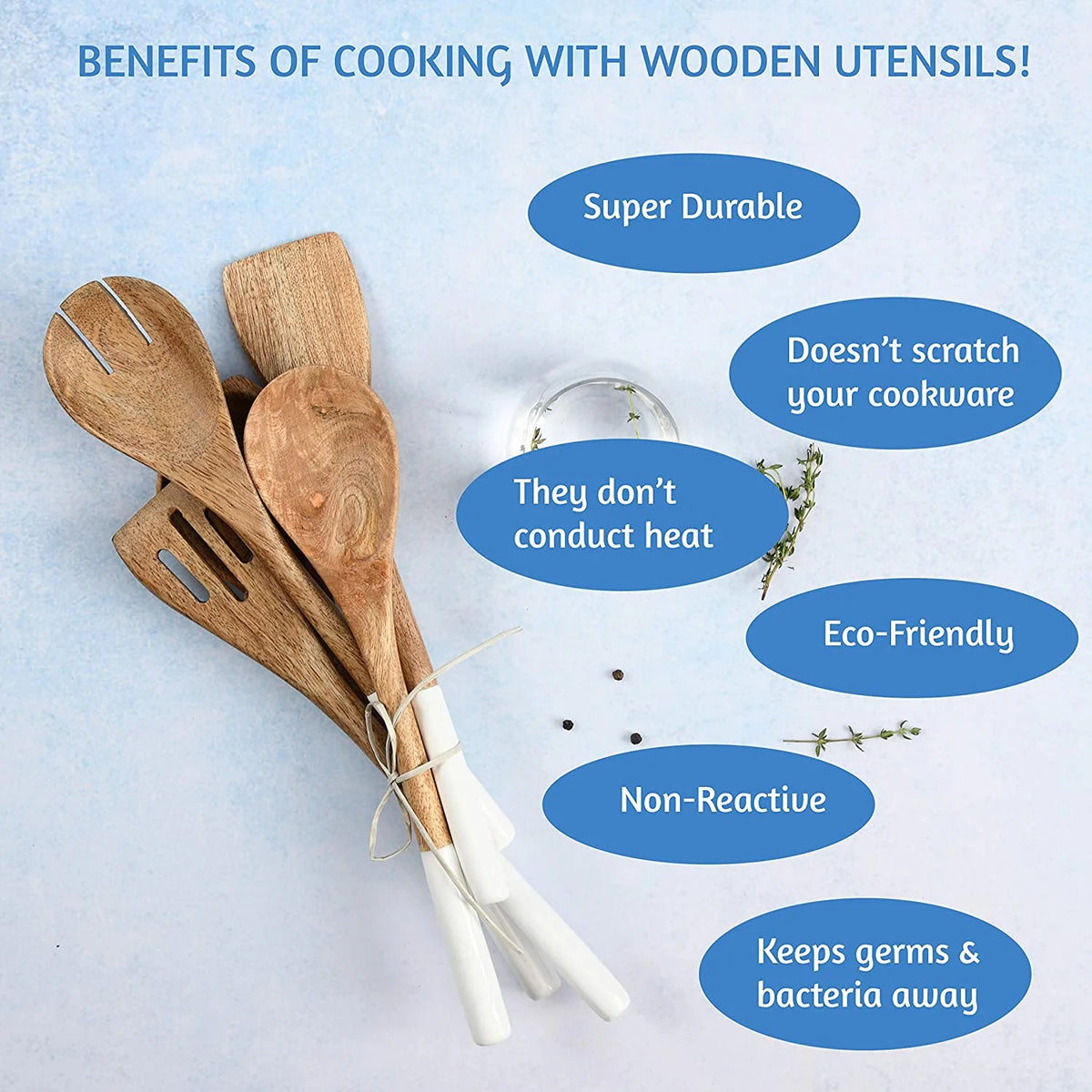 Set of 5 Acacia Wood Spoons A6571