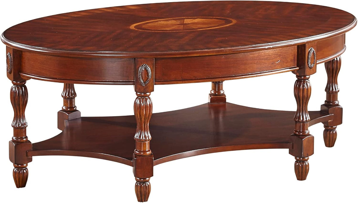 Solid Wood Console Table with Tempered Glass and Storage Shelf Walnut U78470