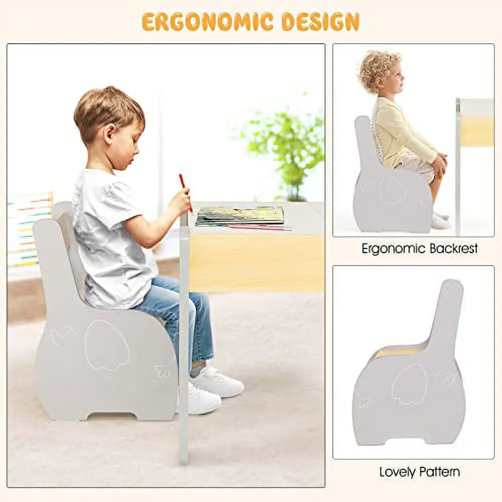 3 in 1 Kids Table and Chair Set Wood Activity Table P15824