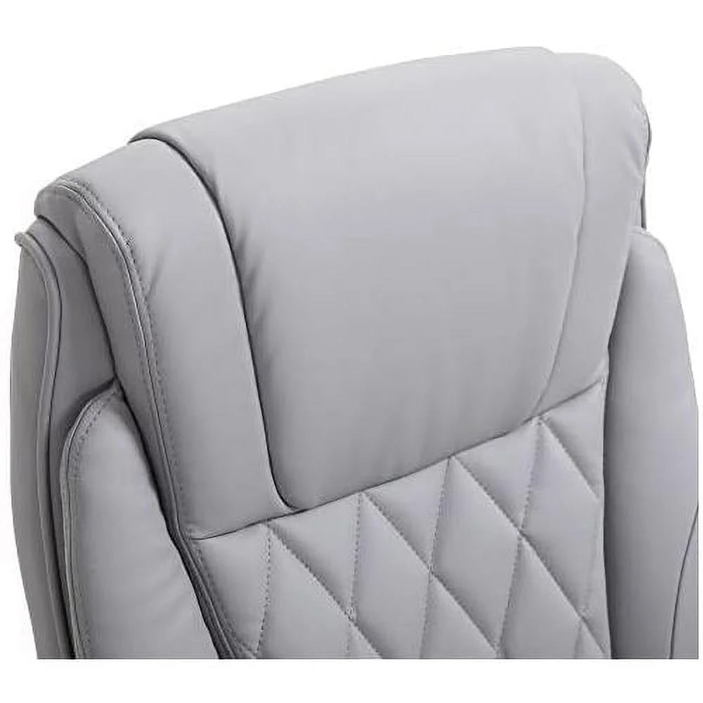 Grey Faux Leather Ergonomic Home Office Chair I78288
