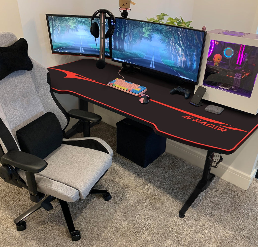 55 inch T-Shaped Legs Gaming Desk with Mouse Pad P39111