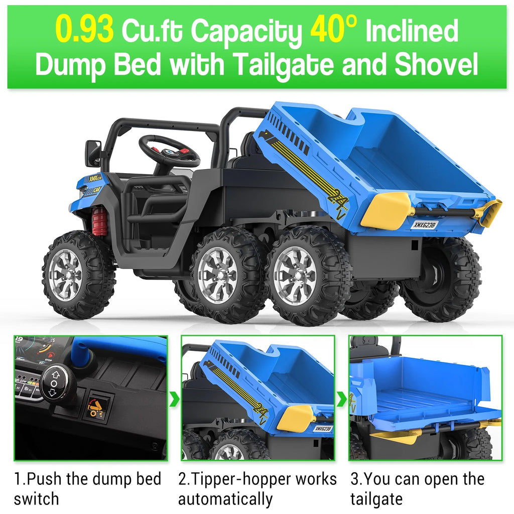 24V 6 Wheels Electric Ride on Tractor Dump Truck Q310