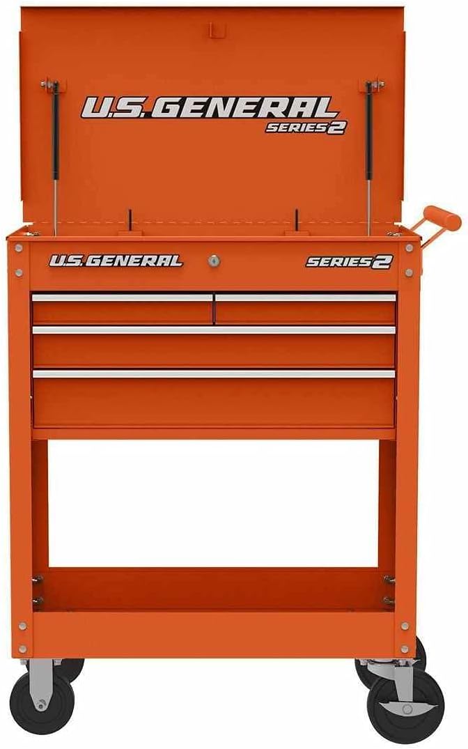 Orange Glossy 4 Drawer Roller Cart Tool Cabinet Storage Chest Y93114