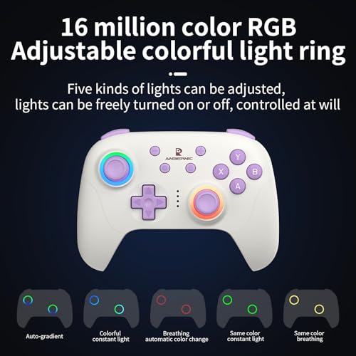 Wireless Gaming Controller 2.4G Gamepad Hall Effect RGB Lights V557