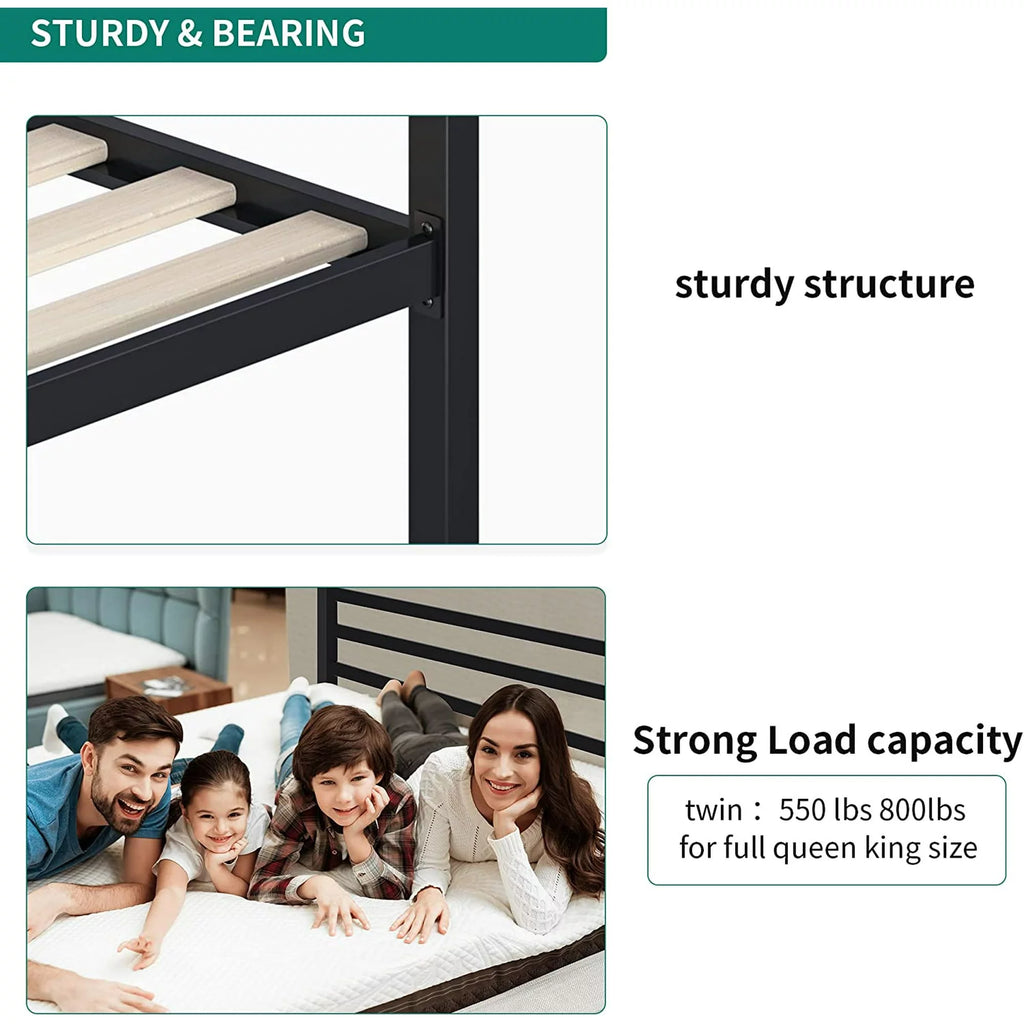 Black King Size Canopy Bed Frame with Headboard X321