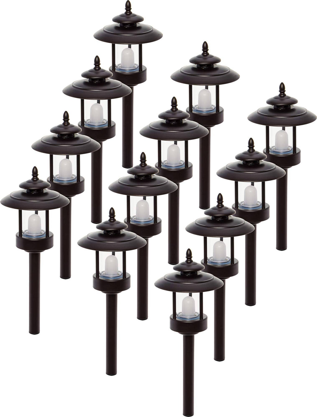 12 Pack 100 Lumen Low Voltage LED Pathway Light Landscape Lights (Bronze) W223378