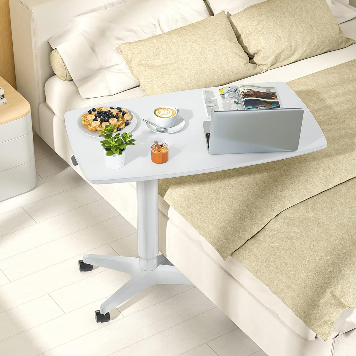 Mobile Standing Desk Height Adjustable Pneumatic Rolling Sit Stand Desk Cart Riser L33395