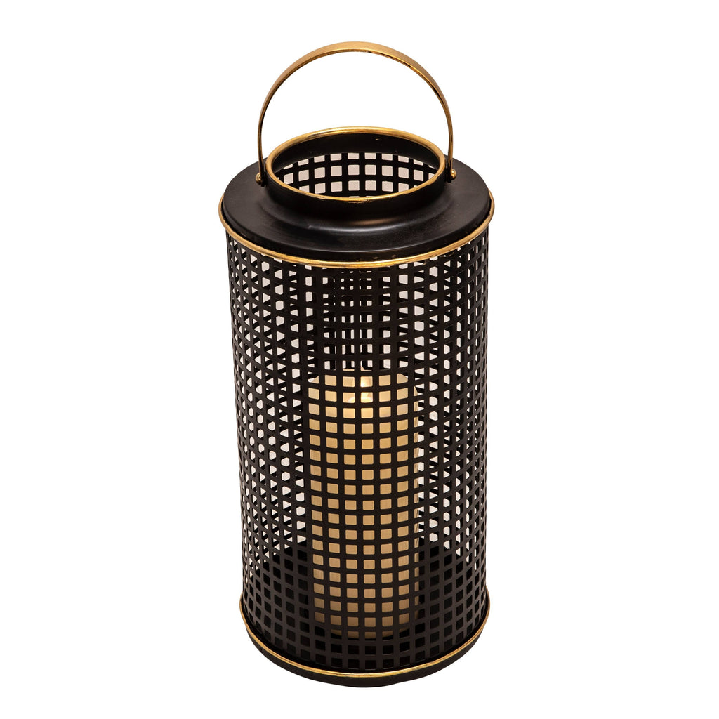 Black Metal Grid Candle Holder U9169
