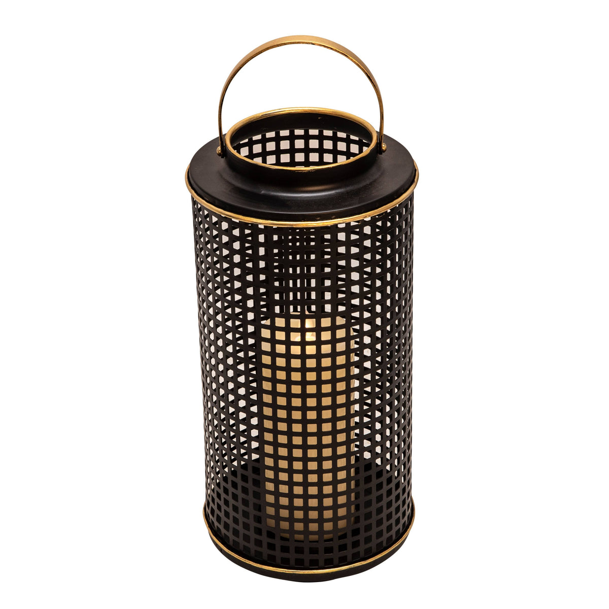 Black Metal Grid Candle Holder U9169