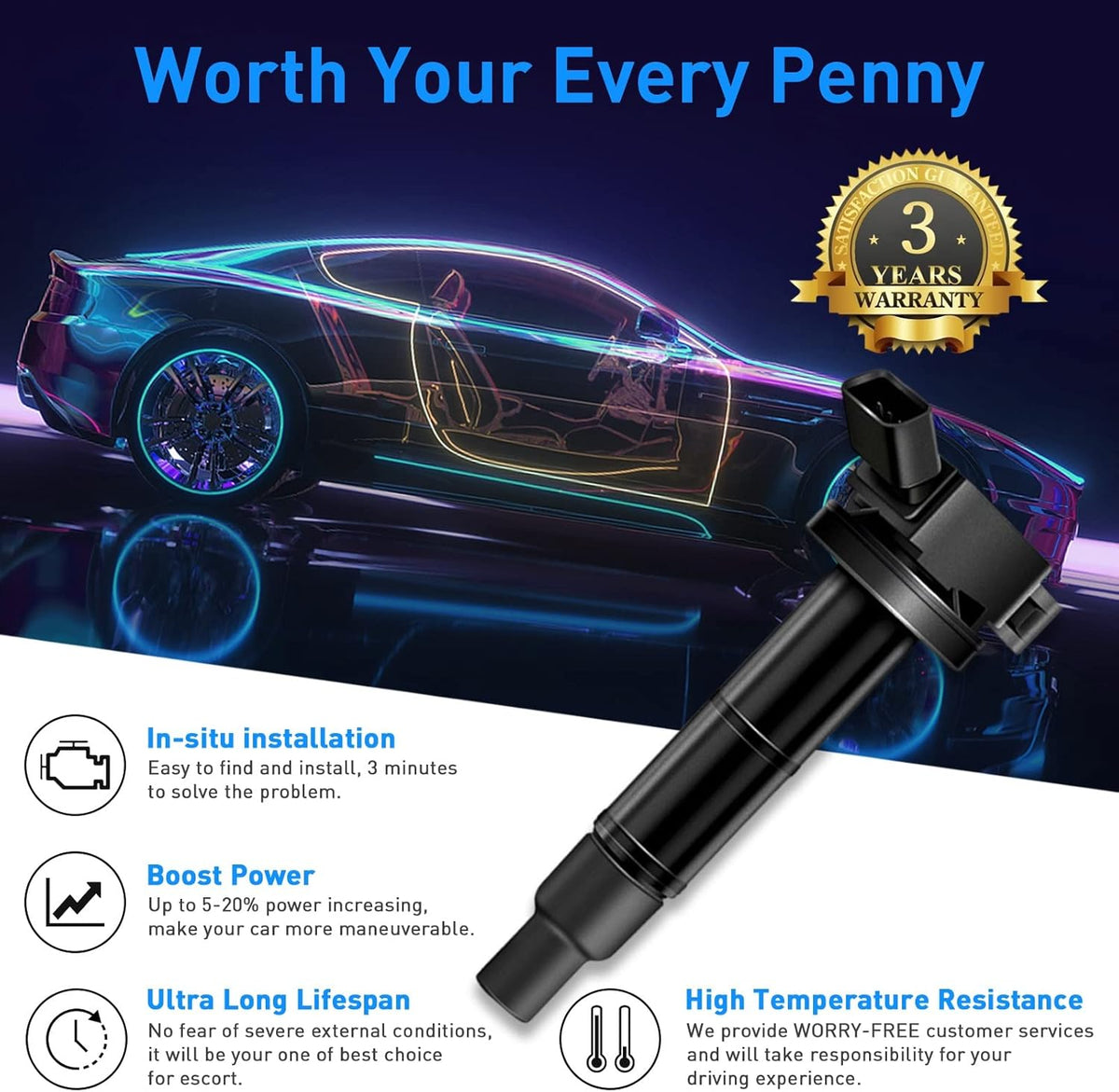 Ignition Coil 4 PCS Pack of 2 V9283