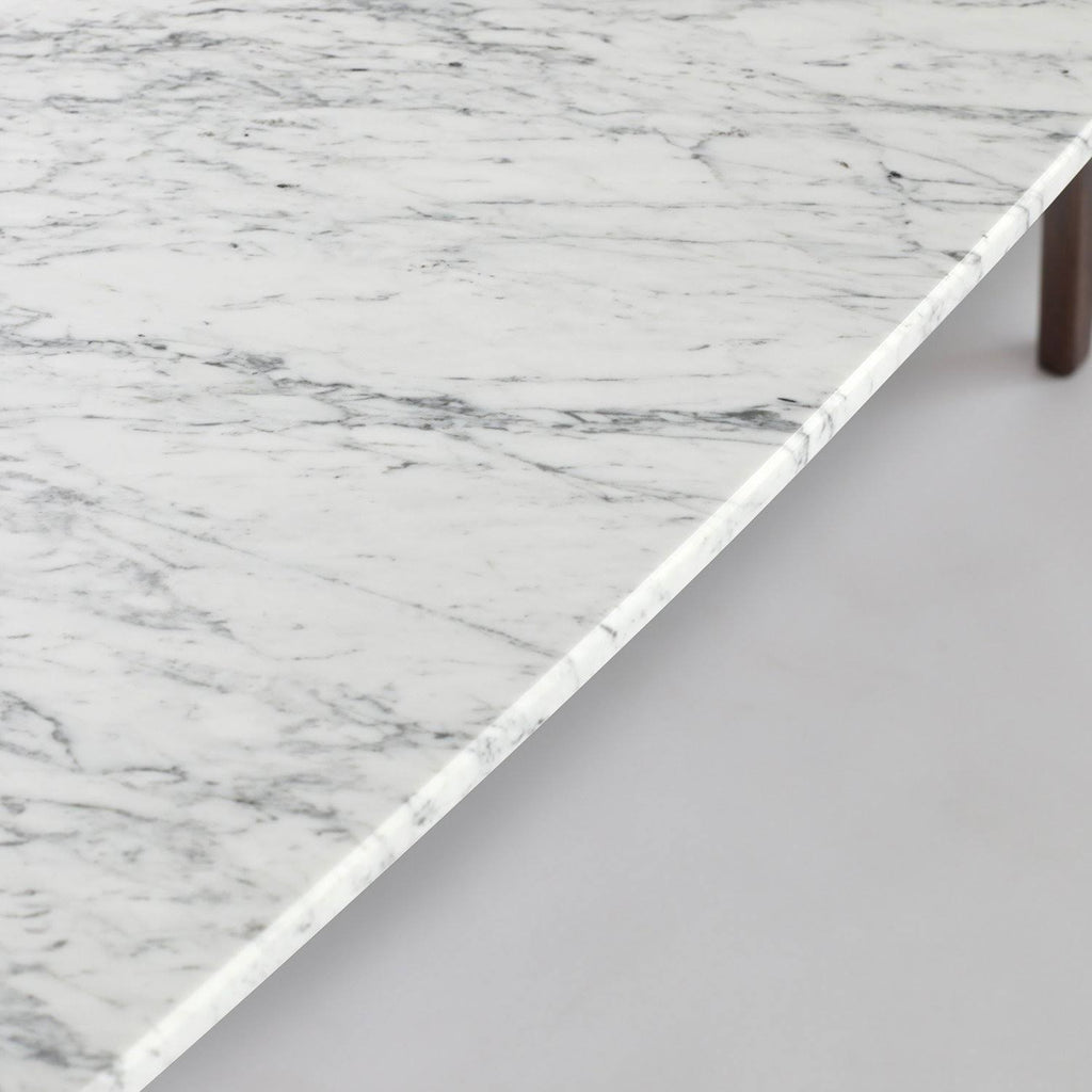 Italian Carrara White Marble Coffee Table with Oak Shelf W158093