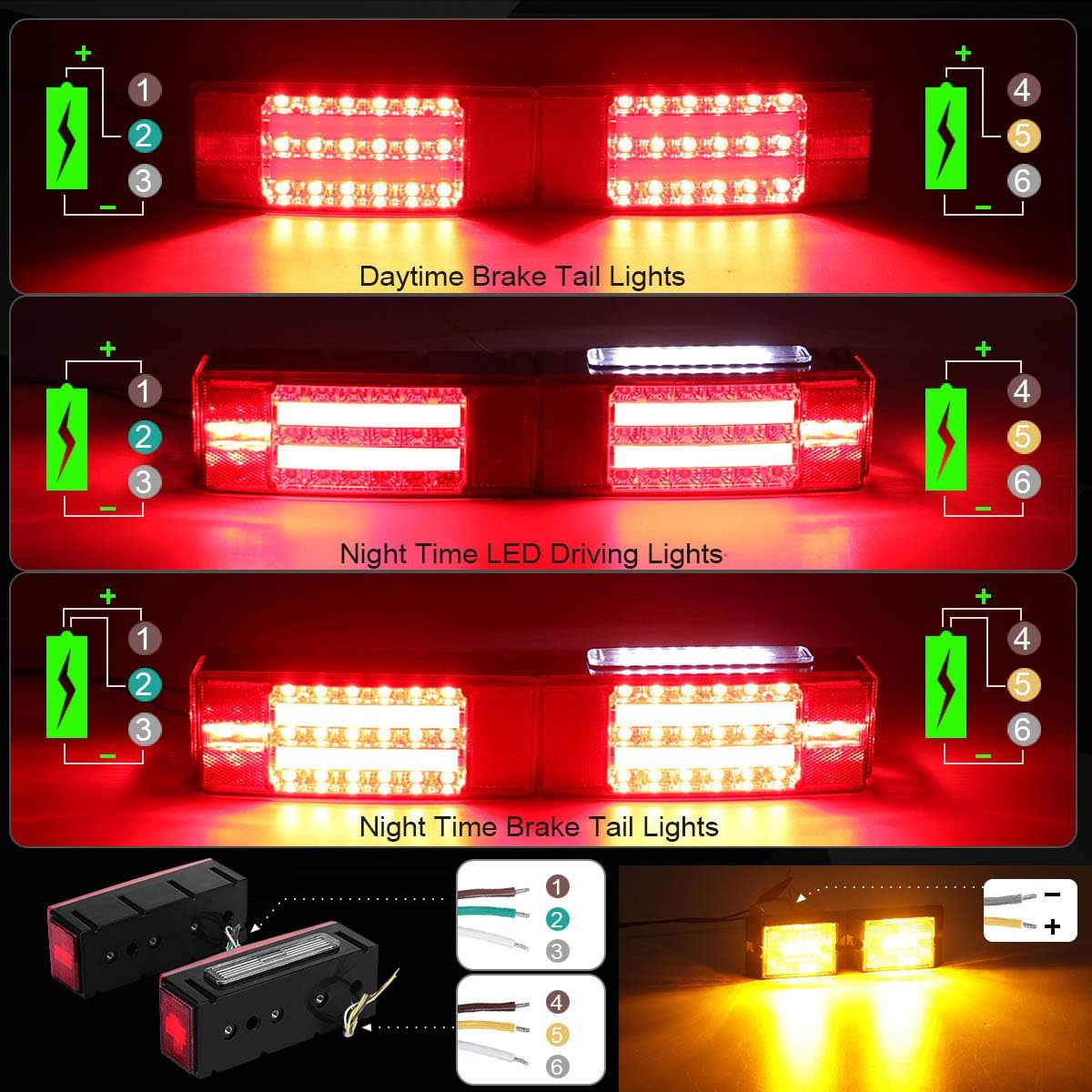 12V Submersible Rectangular LED Trailer Light Kit, Pack of 2 S292988