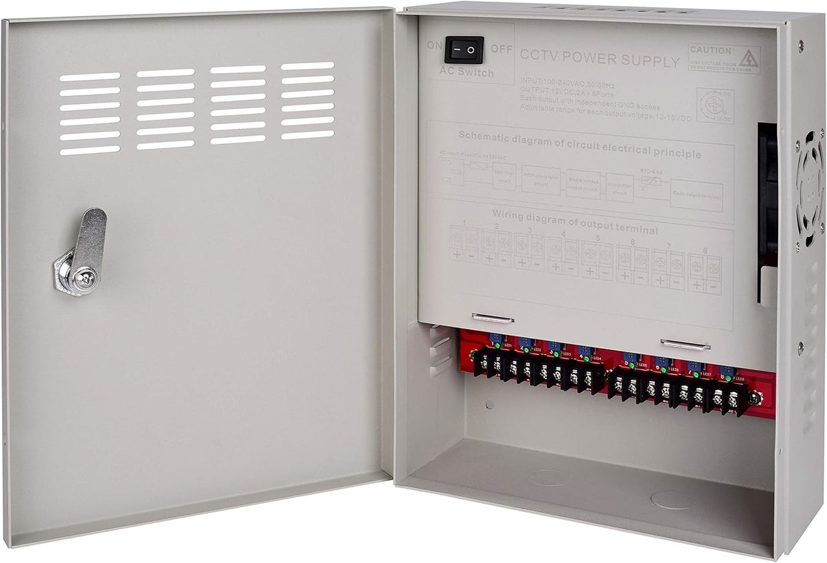 4K CCTV Power Supply 8 Channel 16 Amp Pack of 2 A707118