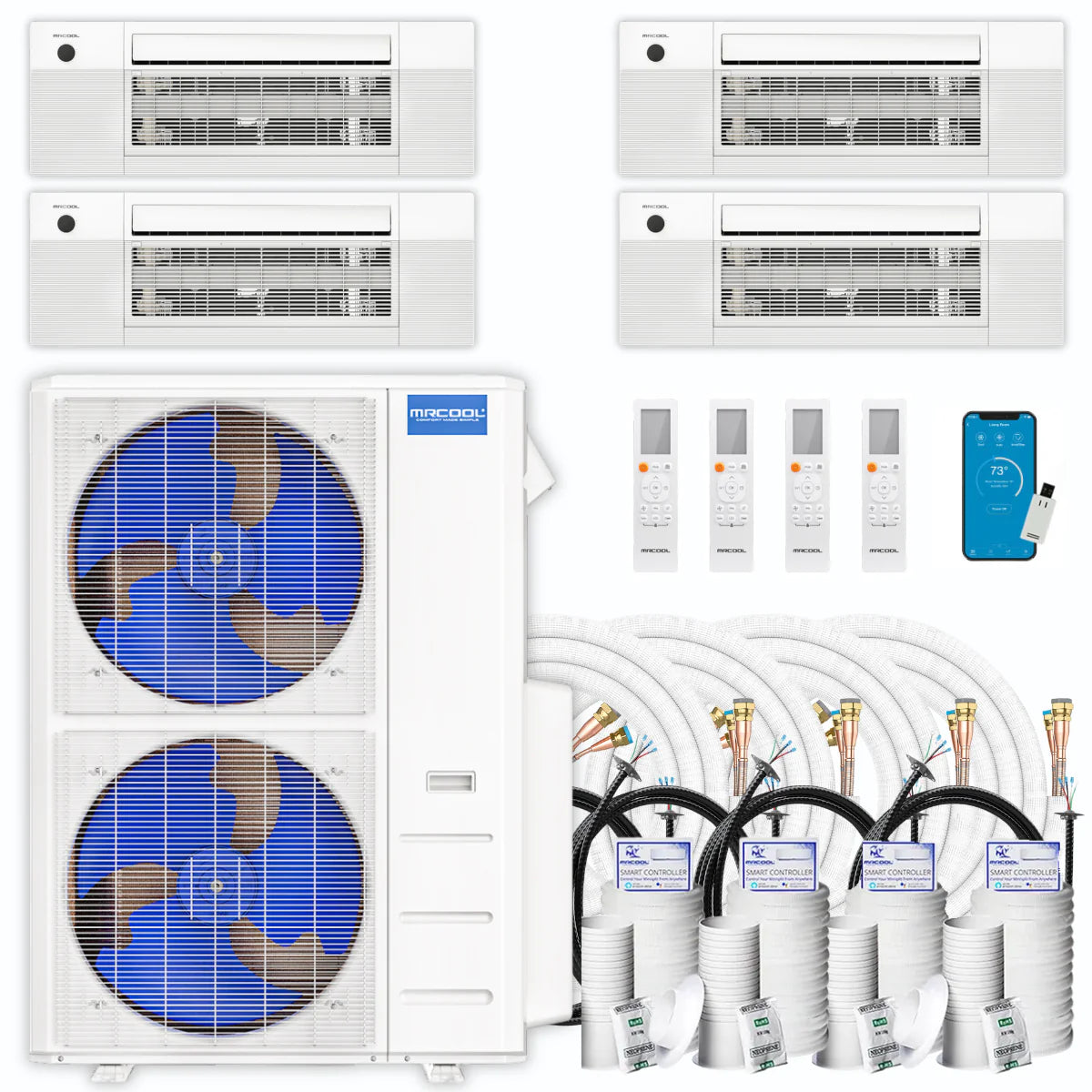 48,000 BTU 4 Zone Ceiling Cassette Ductless Air Conditioner and Heat Pump S32760