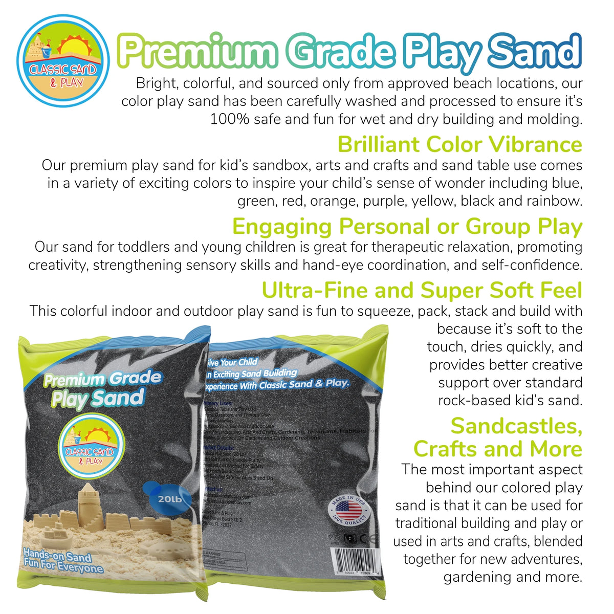 Black Colored Play Sand, 20 lb. Bag T519453