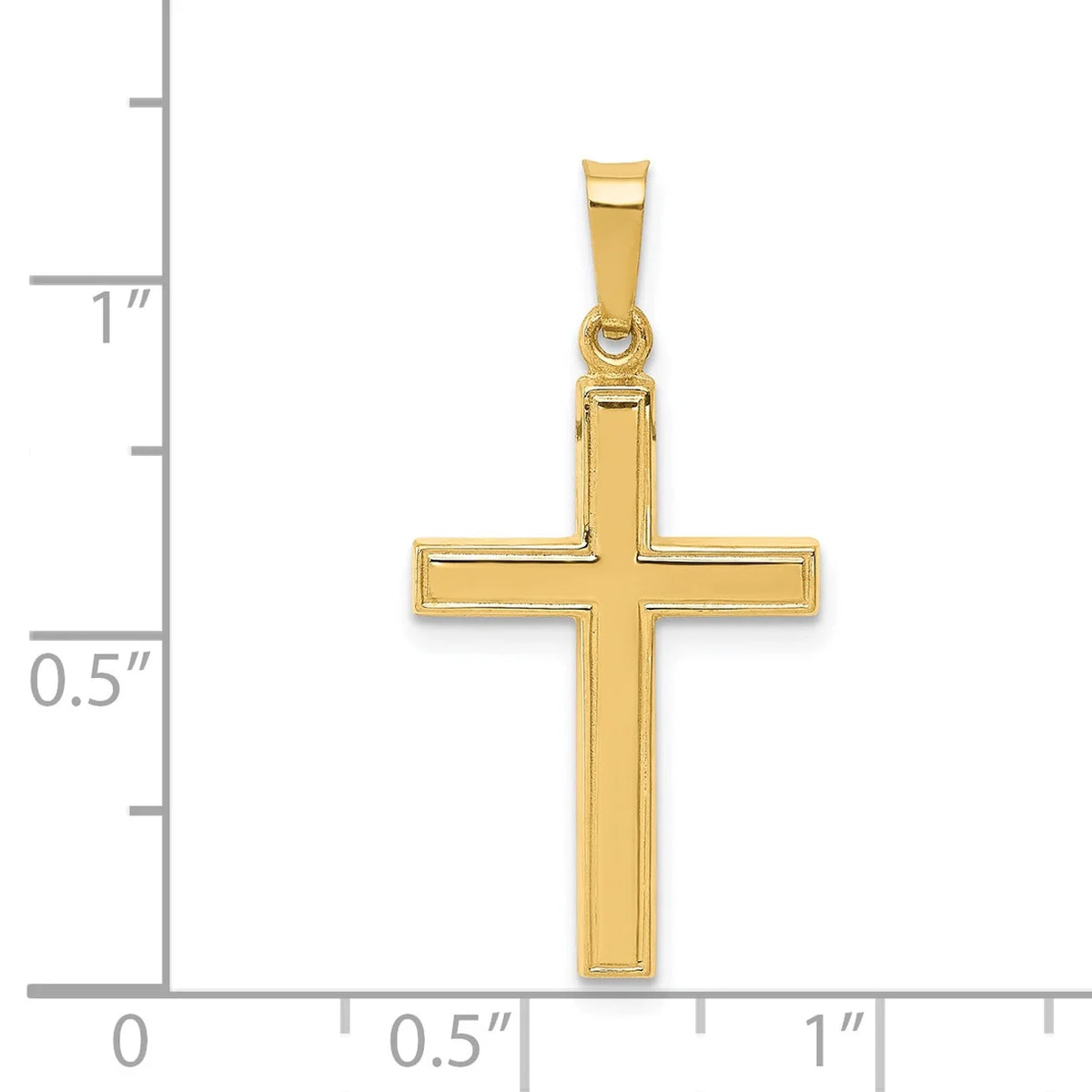14K Yellow Gold Hollow Cross Pendant Charm S3548