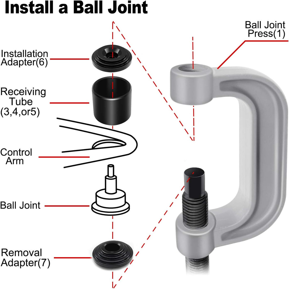 10PCs Ball Joint Press Kit with 4x4 Adapters U932