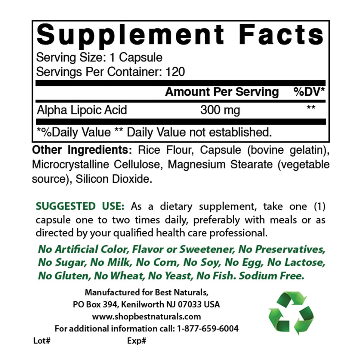 2 Pack Alpha Lipoic Acid 300 mg 120 Capsules X81718