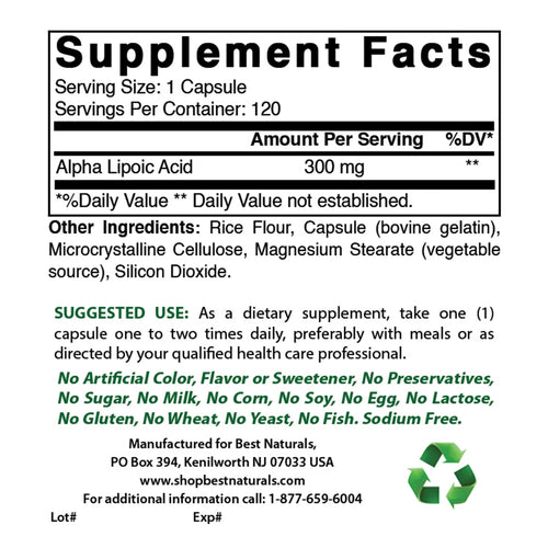 2 Pack Alpha Lipoic Acid 300 mg 120 Capsules X81718