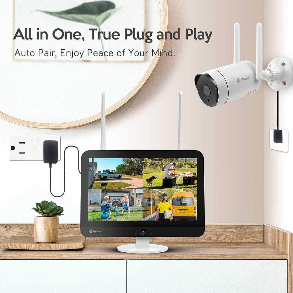 2K Wireless Security Camera System with 12 HD Monitor, 4Pcs 3MP Cameras Z9902