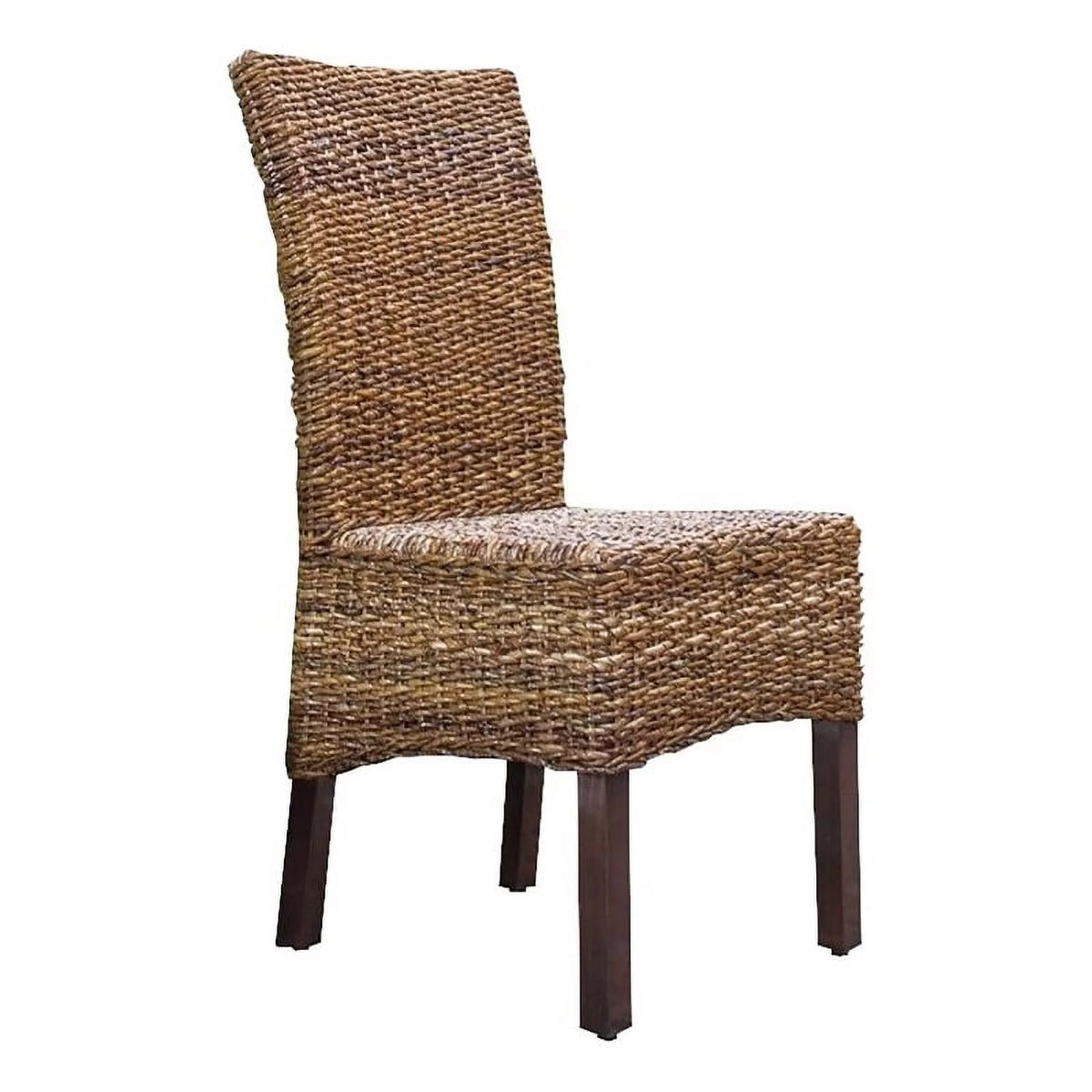 Brown Wicker Rattan Dining Chair Set of 2 C671
